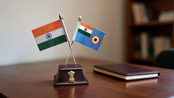 Indiawins_Polyester_Defence_And_National_Flag_Set_With_Brass_Emblem