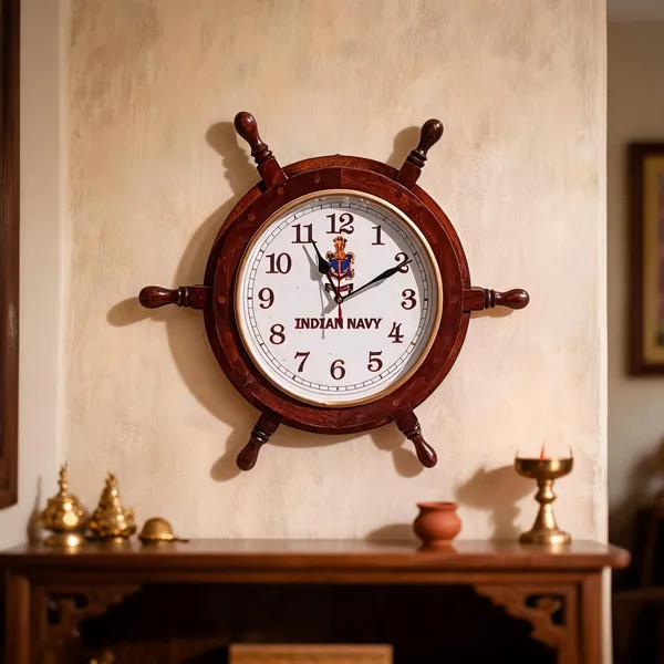 Wood_Metal_Glass_Indian_Navy_Ship_Wheel_Wall_Clock_18_Inch