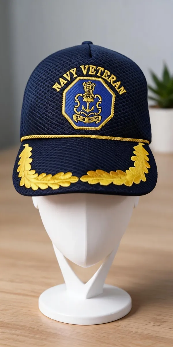 Blue_Polyester_Net_Embroidered_Defence_Logo_Cap_For_Unisex