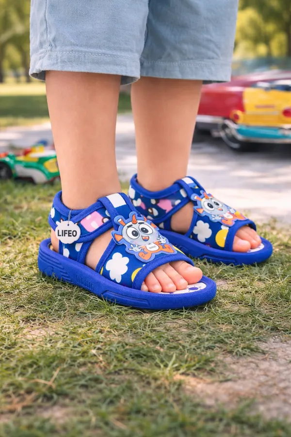 Blue_Cartoon_Print_Sandals_For_Kids