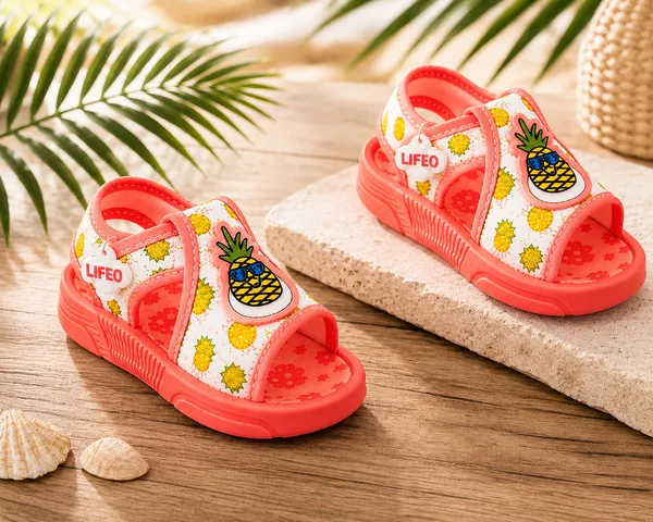 Pink_Pineapple_Print_Open_Toe_Sandals_For_Kids