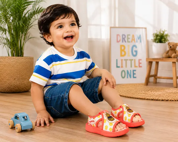 Pink_Pineapple_Print_Open_Toe_Sandals_For_Kids