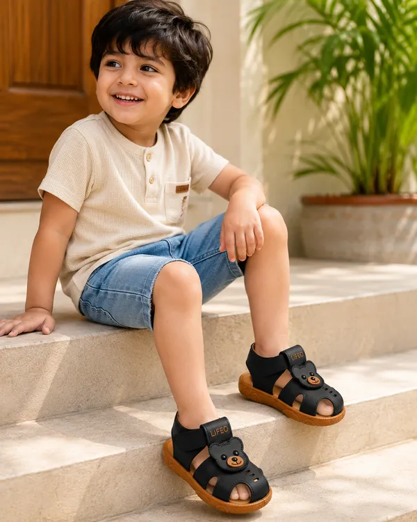 Black_And_Brown_Bear_Design_Sandals_For_Kids