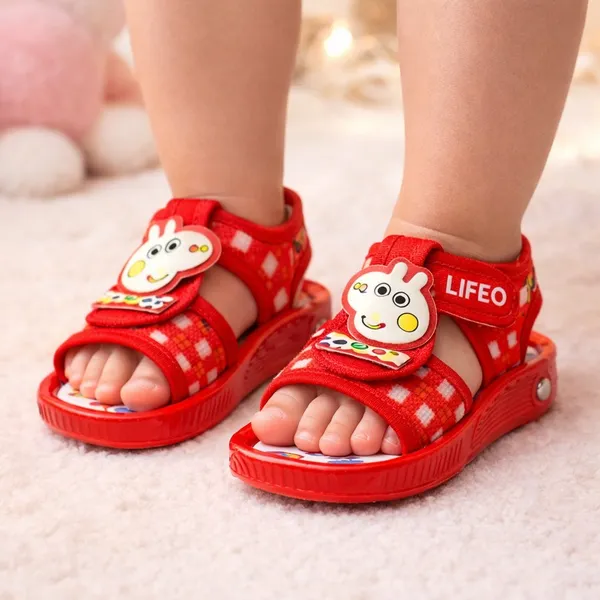 Red_Printed_Velcro_Sandals_For_Kids