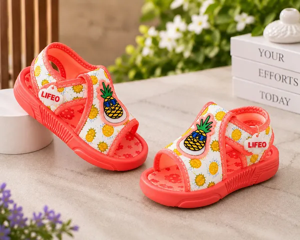 Pink_Pineapple_Print_Open_Toe_Sandals_For_Kids