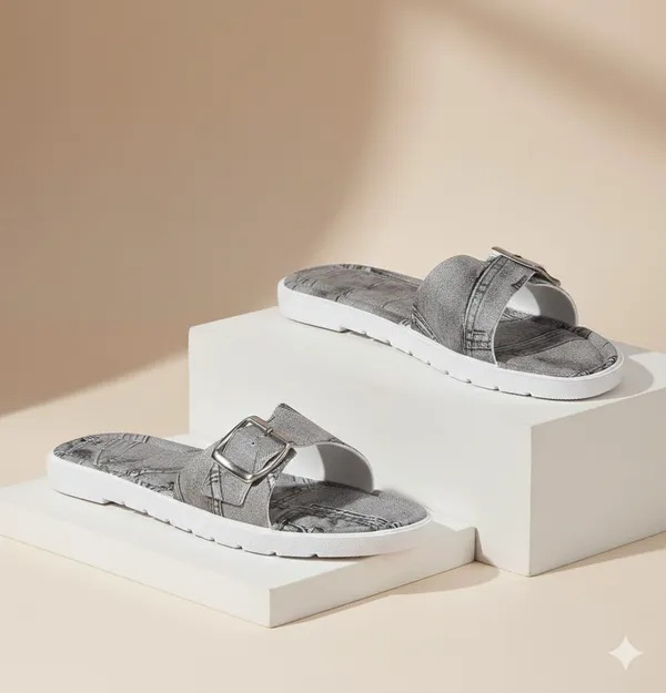 Grey_Denim_Buckle_Slide_Sandals_For_Adults