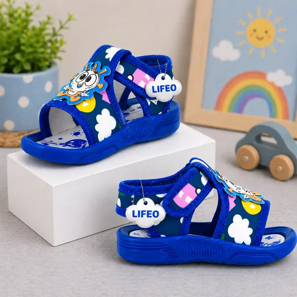 Blue_Cartoon_Print_Sandals_For_Kids