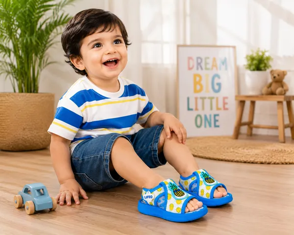 Blue_Pineapple_Print_Open-Toe_Sandals_For_Kids