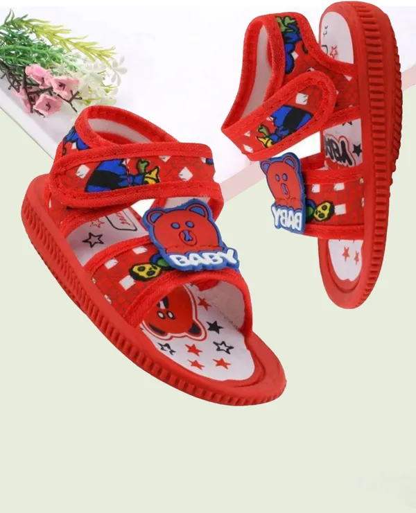 Red_Printed_Strap_Sandals_For_Babies