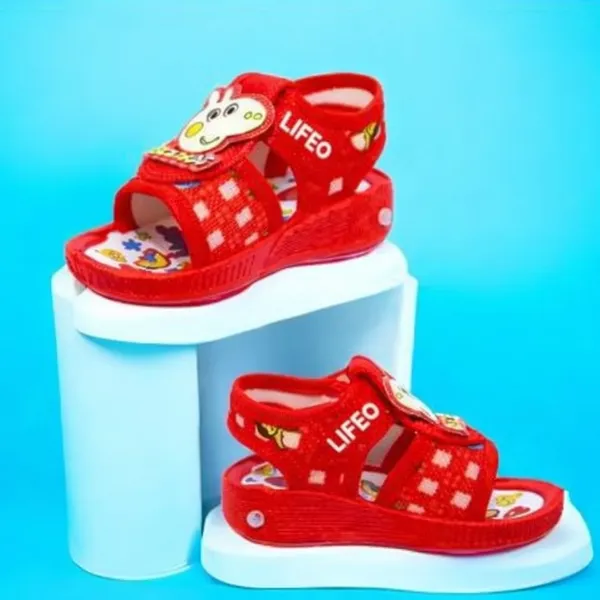 Red_Printed_Velcro_Sandals_For_Kids