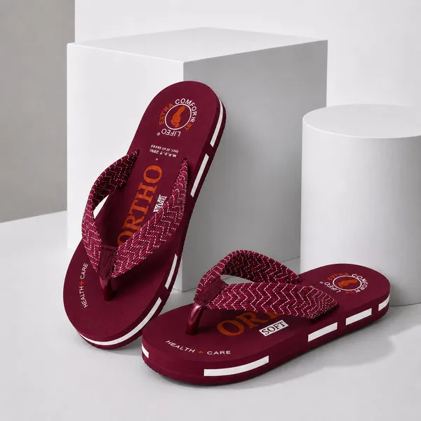 Maroon_Textured_Casual_Flip_Flops_For_Women