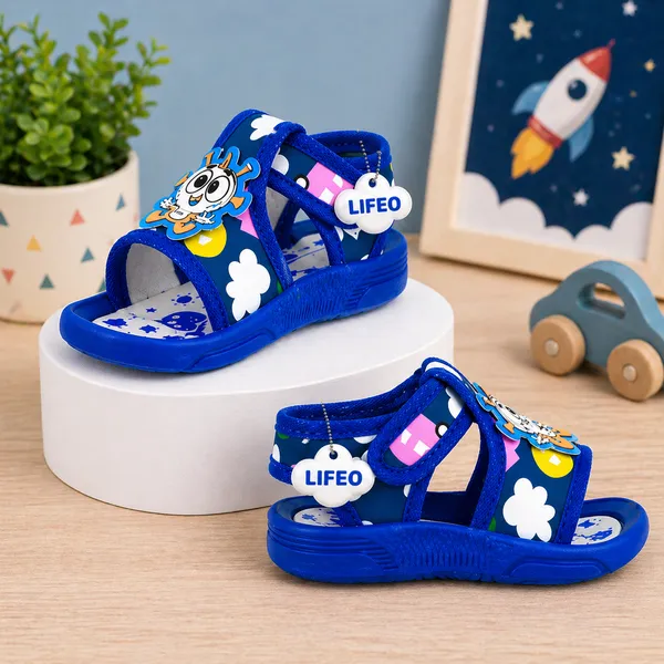 Blue_Cartoon_Print_Sandals_For_Kids
