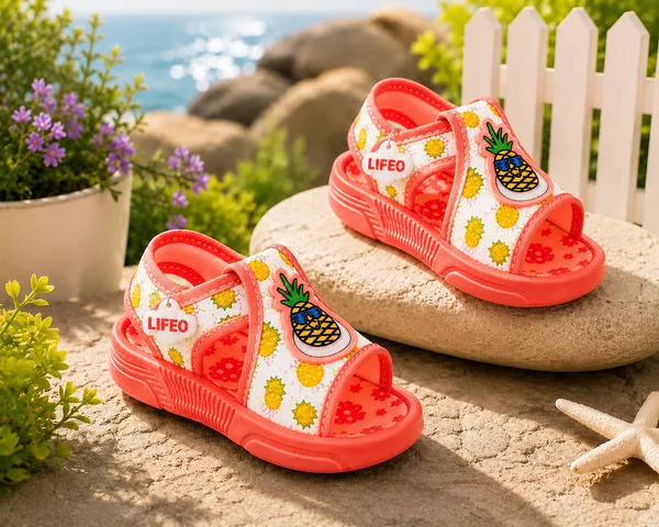 Pink_Pineapple_Print_Open_Toe_Sandals_For_Kids