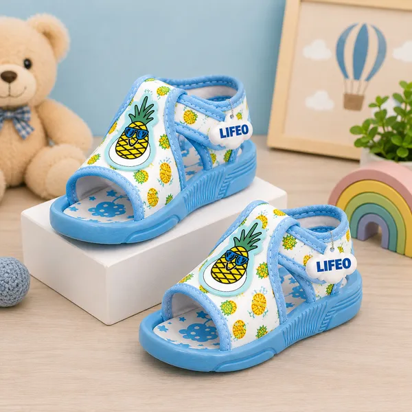 Sky_Blue_Pineapple_Print_Sandals_For_Kids