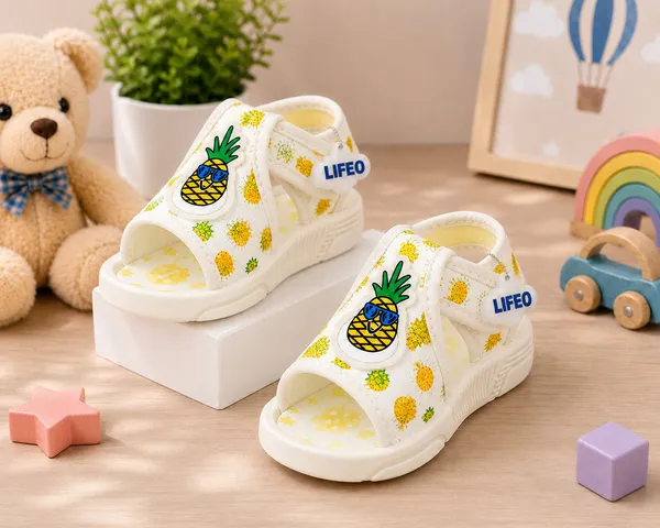 Cream_Printed_Open_Toe_Sandals_For_Kids