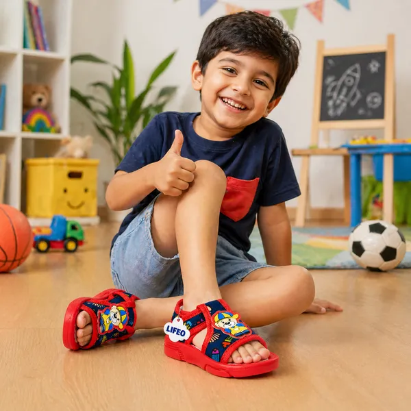 Red_Printed_Open_Toe_Sandals_For_Boys
