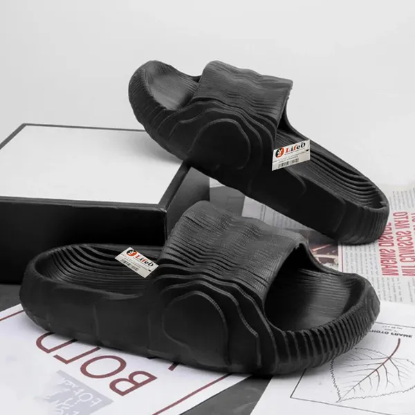 Black_Textured_Slip-On_Slides_For_Unisex