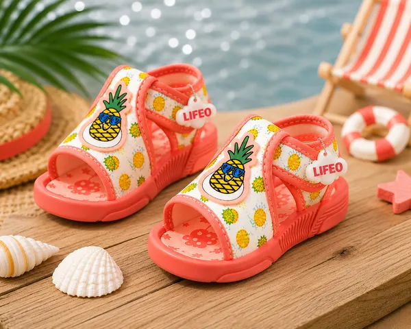 Coral_Pineapple_Print_Sandals_For_Girls