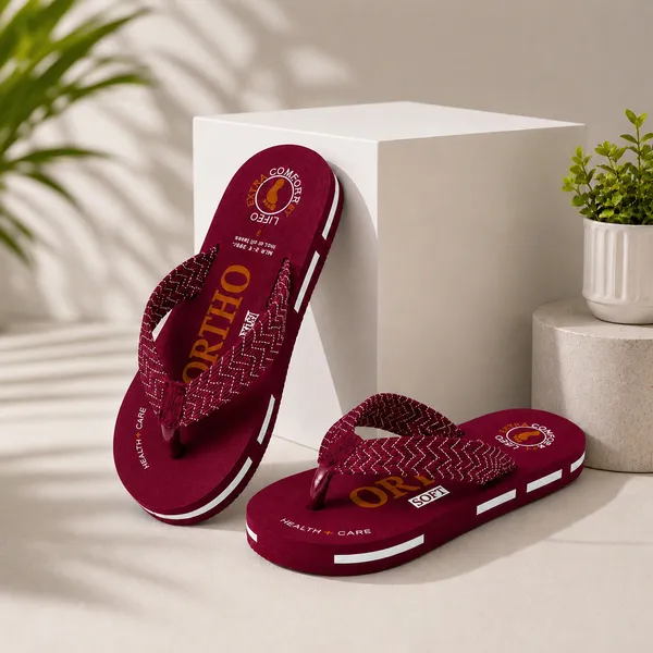 Maroon_Textured_Casual_Flip_Flops_For_Women