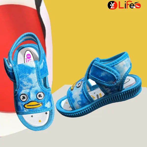 Sky_Blue_Textured_Cartoon_Sandals_For_Kids
