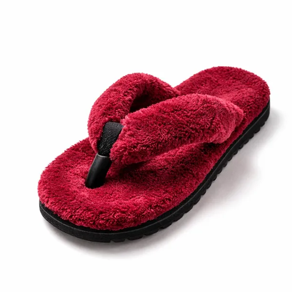Maroon_Plush_Flip_Flops_For_Women