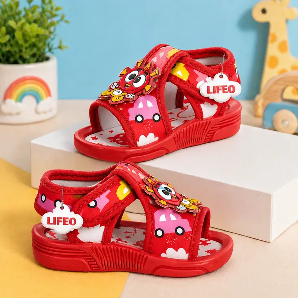 Red_Cartoon_Strap_Sandals_For_Kids