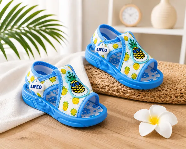 Blue_Pineapple_Print_Open-Toe_Sandals_For_Kids
