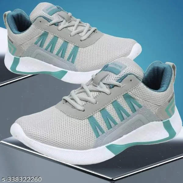Grey_Mesh_Lace_Up_Sports_Shoes_For_Adults