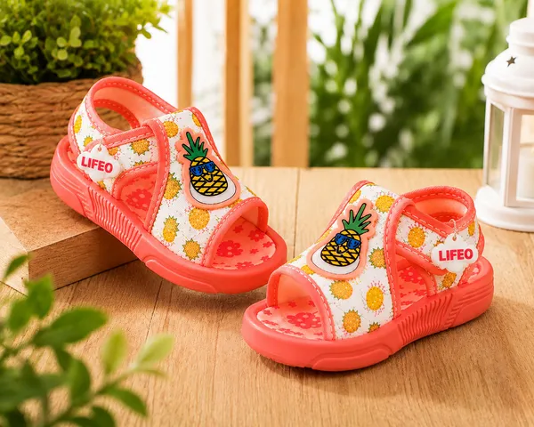 Coral_Pineapple_Print_Sandals_For_Girls