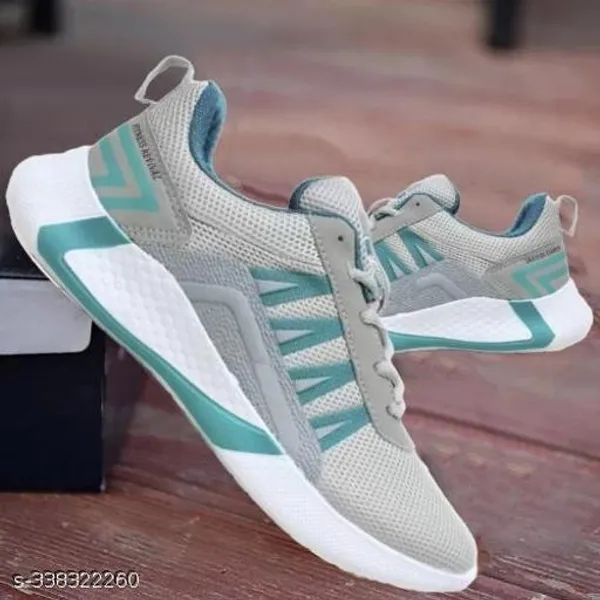 Grey_Mesh_Lace_Up_Sports_Shoes_For_Adults