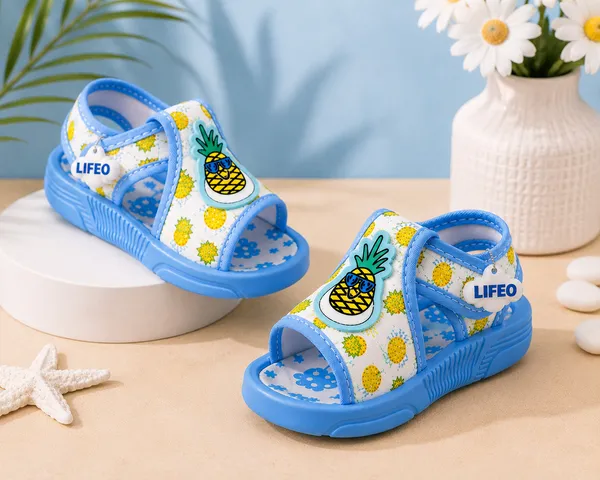 Sky_Blue_Pineapple_Print_Sandals_For_Kids