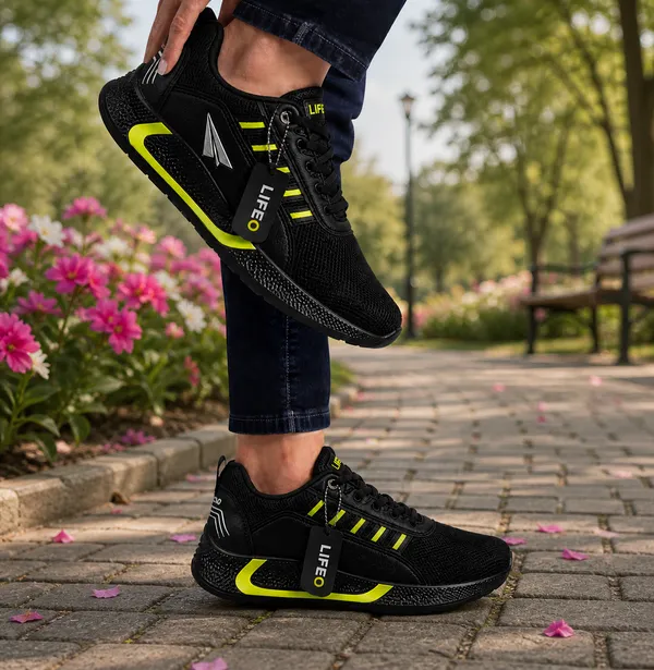 Black_Mesh_Lace-Up_Sneakers_For_Adults