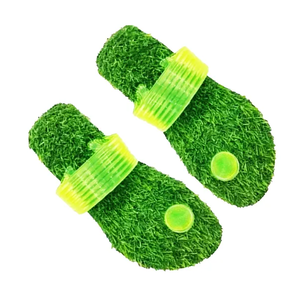 Green_Plush_Slip-On_Slippers_For_Unisex