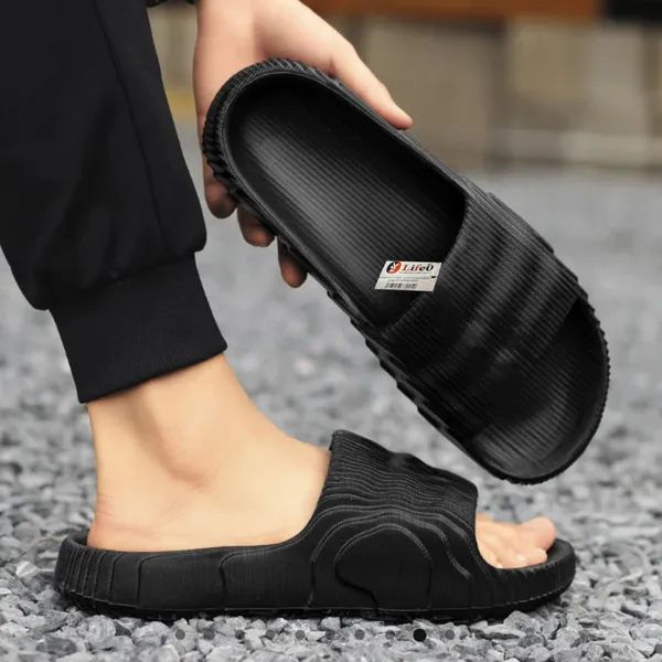 Black_Textured_Slip-On_Slides_For_Unisex