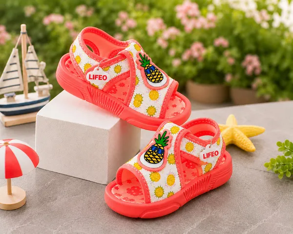 Coral_Pineapple_Print_Sandals_For_Girls