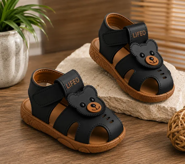 Black_And_Brown_Bear_Design_Sandals_For_Kids