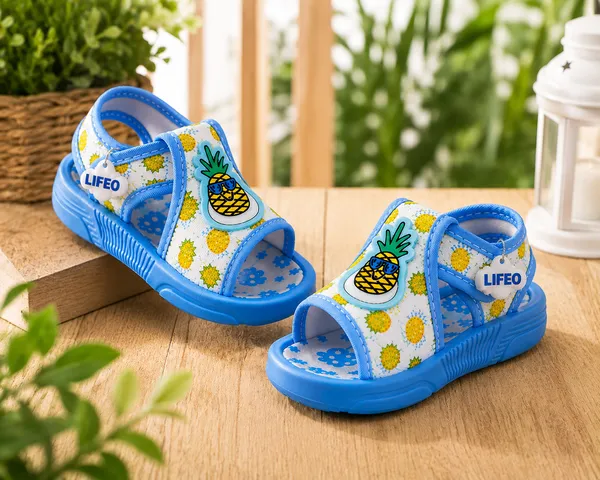 Blue_Pineapple_Print_Open-Toe_Sandals_For_Kids