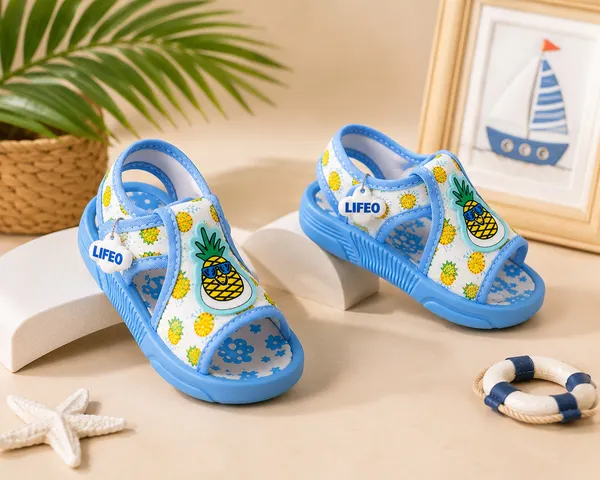 Sky_Blue_Pineapple_Print_Sandals_For_Kids