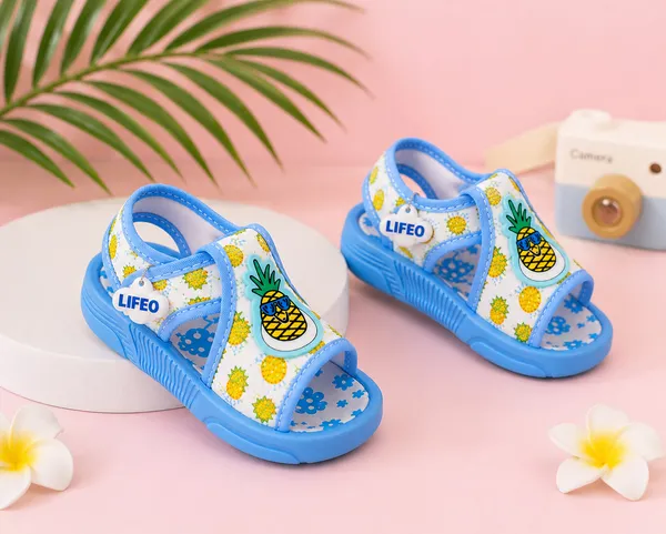Sky_Blue_Pineapple_Print_Sandals_For_Kids