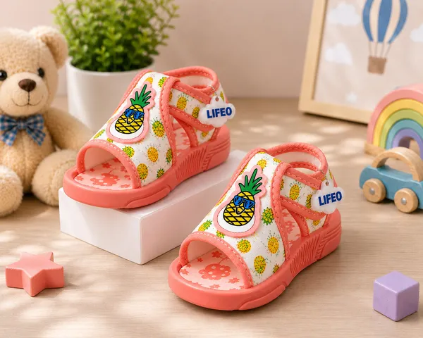 Coral_Pineapple_Print_Sandals_For_Girls