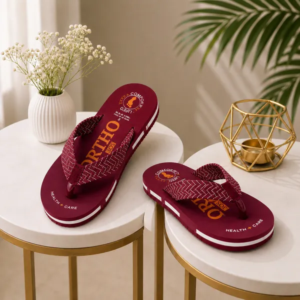 Maroon_Textured_Casual_Flip_Flops_For_Women