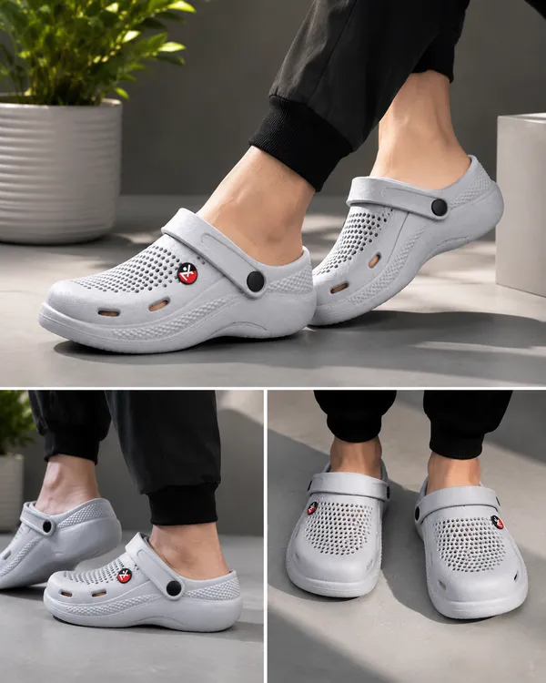 Grey_Casual_Slip_On_Clogs_For_Unisex