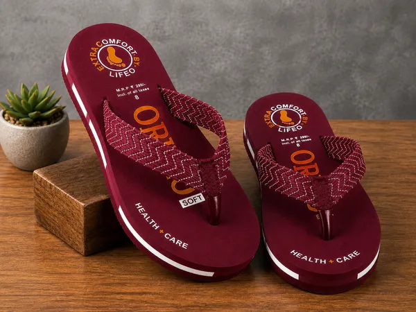 Maroon_Textured_Casual_Flip_Flops_For_Women