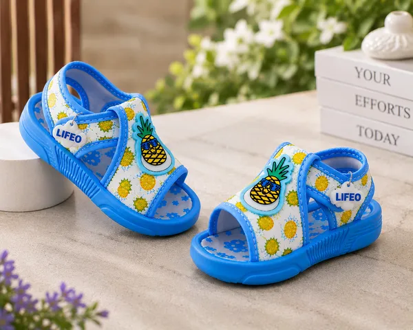 Blue_Pineapple_Print_Open-Toe_Sandals_For_Kids