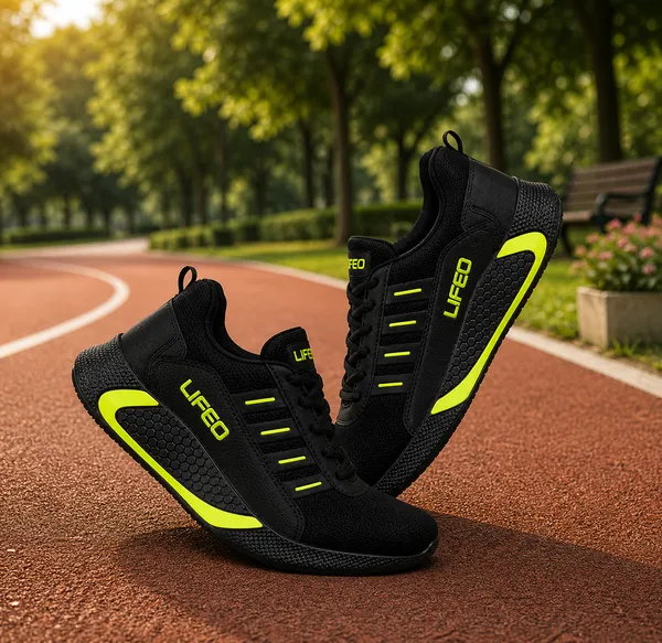 Black_Mesh_Lace-Up_Sneakers_For_Adults