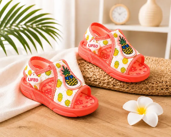 Pink_Pineapple_Print_Open_Toe_Sandals_For_Kids