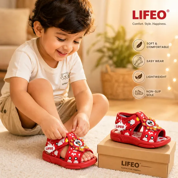 Red_Cartoon_Strap_Sandals_For_Kids