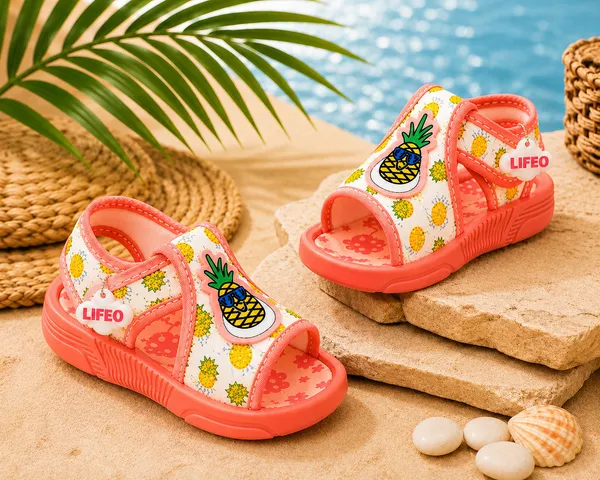 Coral_Pineapple_Print_Sandals_For_Girls
