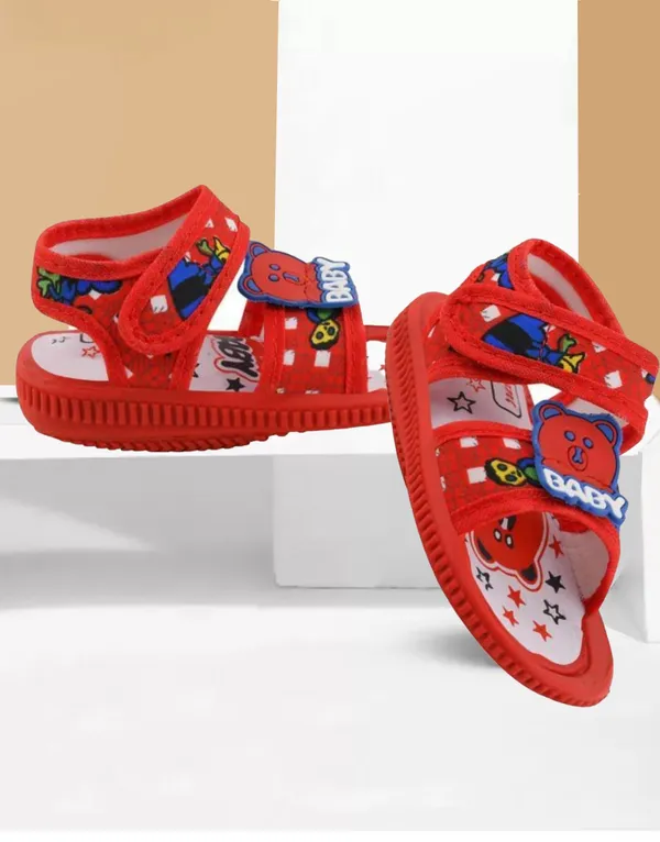 Red_Printed_Strap_Sandals_For_Babies