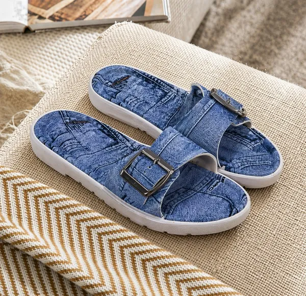 Blue_Denim_Flat_Sandals_For_Women